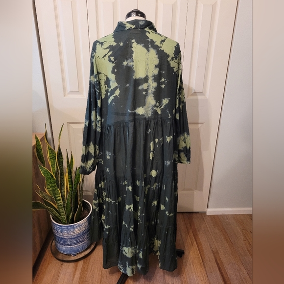 Anthropologie Green Tie-Dye Maxi Dress - Picture 4 of 9